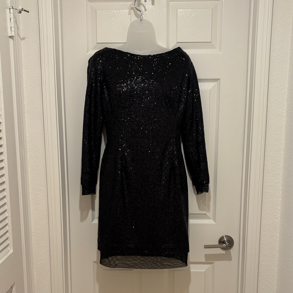 Glamorous Black Sequin Long Sleeve Dress